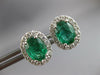 LARGE 2.43CT DIAMOND & AAA COLUMBIAN EMERALD 18KT WHITE GOLD OVAL STUD EARRINGS