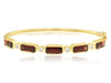 8.16CT DIAMOND & AAA GARNET 14KT YELLOW GOLD EMERALD CUT & ROUND BANGLE BRACELET