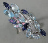 ESTATE EXTRA LARGE 6.66CT DIAMOND & MULTI GEM 14KT WHITE GOLD 3D LEAF FUN RING