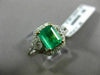 ESTATE 1.77CT DIAMOND & AAA EMERALD 14KT 2 TONE GOLD SQUARE HALO ENGAGEMENT RING
