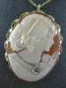 ESTATE .02CT OLD MINE DIAMOND 14KT 2 TONE GOLD LADY CAMEO PENDANT BROOCH #21219