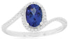 .98CT DIAMOND & AAA TANZANITE 14KT WHITE GOLD OVAL & ROUND HALO ENGAGEMENT RING