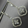 ESTATE 1.23CT DIAMOND 14K WHITE GOLD 3D FLOWER LEVERBACK HUGGIE HANGING EARRINGS