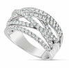 ESTATE WIDE 1.15CT ROUND DIAMOND 18K WHITE GOLD 3D CLASSIC CRISS CROSS LOVE RING
