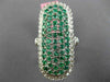 EXTRA LARGE 2.17CT DIAMOND & COLOMBIAN EMERALD 18K WHITE GOLD FILIGREE OVAL RING