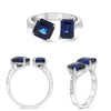 LARGE 4.06CT DIAMOND & AAA SAPPHIRE 18KT WHITE GOLD DOUBLE SOLITAIRE LOVE RING