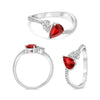 .98CT DIAMOND & AAA RUBY 14K WHITE GOLD PEAR SHAPE & ROUND DOUBLE SOLITAIRE RING
