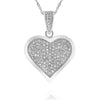 ESTATE .50CT ROUND DIAMOND 14KT WHITE GOLD 3D CLASSIC PAVE HEART LOVE PENDANT
