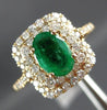 ESTATE 4.32CT DIAMOND & AAA EMERALD 14KT YELLOW GOLD DOUBLE HALO ENGAGEMENT RING