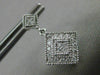 ESTATE .33CT DIAMOND 14KT WHITE GOLD 3D SQUARE HALO MILGRAIN HANGING EARRINGS