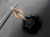 ESTATE LARGE .30CT DIAMOND & AAA ONYX 14K ROSE GOLD FLOWER STAR HANGING EARRINGS