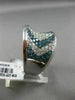 ESTATE WIDE 2.86CT WHITE & BLUE DIAMOND 14KT WHITE GOLD 3D CONCAVE COCKTAIL RING
