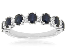 1.81CT DIAMOND & AAA SAPPHIRE 14KT WHITE GOLD 3D OVAL & ROUND ANNIVERSARY RING