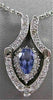 ESTATE DIAMOND TANZANITE 14K WHITE GOLD OPEN HANGING NECKLACE PENDANT #15563