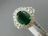 LARGE 4.77CT DIAMOND & EMERALD 14KT WHITE GOLD DOUBLE HALO OVAL ENGAGEMENT RING