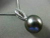 ESTATE .11CT DIAMOND 14K WHITE GOLD 3D TAHITIAN PEARL OPEN LEAF FLOATING PENDANT