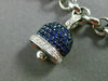 ESTATE LARGE 2.93CT DIAMOND & MULTI GEM 14K WHITE GOLD LUCKY BELL CHARM BRACELET