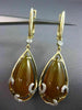 ESTATE 9.69CT DIAMOND & ORANGE AGATE 14K YELLOW GOLD PEAR SHAPE HANGING EARRINGS