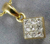 ESTATE .25CT DIAMOND 14KT YELLOW GOLD 3D PRINCESS INVISIBLE SQUARE PENDANT #1758