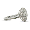 ESTATE .54CT DIAMOND 18KT WHITE GOLD 3D PEAR SHAPE TEAR DROP HALO PROMISE RING