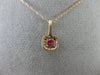 ESTATE .49CT ROUND DIAMOND & AAA RUBY 14KT ROSE GOLD 3D SQUARE FLOATING PENDANT
