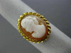 ESTATE 14KT YELLOW GOLD 3D OVAL HANDCRAFTED LADY CAMEO SWIRL ROPE DESIGN RING