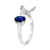 1.39CT DIAMOND & AAA SAPPHIRE 14KT WHITE GOLD OVAL BUTTERFLY SOLITAIRE LOVE RING
