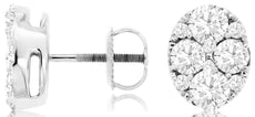 ESTATE 2.0CT DIAMOND 14KT WHITE GOLD 3D ROUND INVISIBLE OVAL SCREWBACK EARRINGS