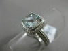 ESTATE 2.37CT DIAMOND & AQUAMARINE 14K WHITE GOLD 3D SQUARE HALO ENGAGEMENT RING