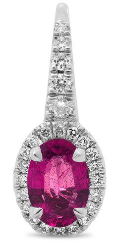 1.55CT DIAMOND & AAA OVAL PINK SAPPHIRE 18KT WHITE GOLD LEVERBACK DROP EARRINGS