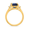 LARGE 4.20CT DIAMOND & AAA SAPPHIRE 14KT YELLOW GOLD EMERALD CUT ENGAGEMENT RING