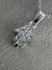 ESTATE .10CT DIAMOND 14KT WHITE GOLD 3D ETOILE HAMSA LUCKY HAND PENDANT #18455