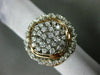 ESTATE EXTRA LARGE 1.50CT DIAMOND 14KT WHITE & ROSE GOLD CLUSTER MULTI ROW RING
