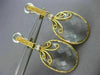 ESTATE EXTRA LARGE 20.06CT DIAMOND & GREEN AMETHYST 14KT 2 TONE HANGING EARRINGS