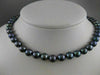 ESTATE 8.5MM BLACK TAHITIAN PEARL 18KT WHITE GOLD 18" INCH SILK NECKLACE #1932