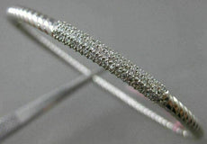 ESTATE .82CT DIAMOND 14KT WHITE GOLD 3D PAVE ROPE DESIGN BANGLE BRACELET