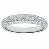 ESTATE .71CT DIAMOND 18KT WHITE GOLD 3D CLASSIC 3 ROW WEDDING ANNIVERSARY RING
