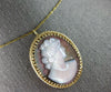 ESTATE LARGE AAA MOTHER OF PEARL 14KT YELLOW GOLD LADY CAMEO PIN PENDANT