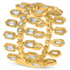LARGE .83CT DIAMOND 14K YELLOW GOLD 3D ROUND & BAGUETTE 3 ROW MULTI HEXAGON RING