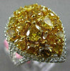 EXTRA LARGE 4.2CT WHITE & INTENSE YELLOW DIAMOND 18K 2 TONE GOLD PEAR SHAPE RING
