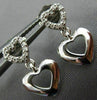 ESTATE .06CT DIAMOND 14KT WHITE GOLD 3D OPEN DOUBLE HEART LOVE HANGING EARRINGS