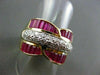 ESTATE WIDE 2.25CT DIAMOND & AAA RUBY 18KT 2 TONE BAGUETTE & ROUND RING  #22081