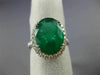 ESTATE LARGE 6.74CT DIAMOND & AAA EMERALD 18K WHITE GOLD 3D HALO ENGAGEMENT RING