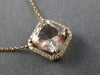 ESTATE LARGE 2.14CT DIAMOND & AAA MORGANITE 14KT ROSE GOLD SQUARE HALO NECKLACE