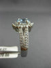 ESTATE 1.49CT DIAMOND & AQUAMARINE 14K WHITE GOLD 3D HALO FLOWER ENGAGEMENT RING