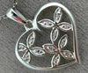 ESTATE .03CT DIAMOND 14K WHITE GOLD FLOWER BUTTERFLY HEART FLOATING LOVE PENDANT