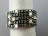 WIDE 3.75CT WHITE & BLACK DIAMOND 14KT WHITE GOLD 3D MULTI ROW ANNIVERSARY RING