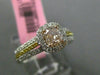 ESTATE GIA .86CT DIAMOND 18K TRI COLOR GOLD SQUARE FILIGREE HALO ENGAGEMENT RING