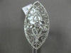 ESTATE .96CT DIAMOND 14KT WHITE GOLD 3D OPEN FILIGREE DOUBLE HEART COCKTAIL RING