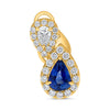 2.10CT DIAMOND & AAA SAPPHIRE 14KT YELLOW GOLD PEAR SHAPE & ROUND STUD EARRINGS